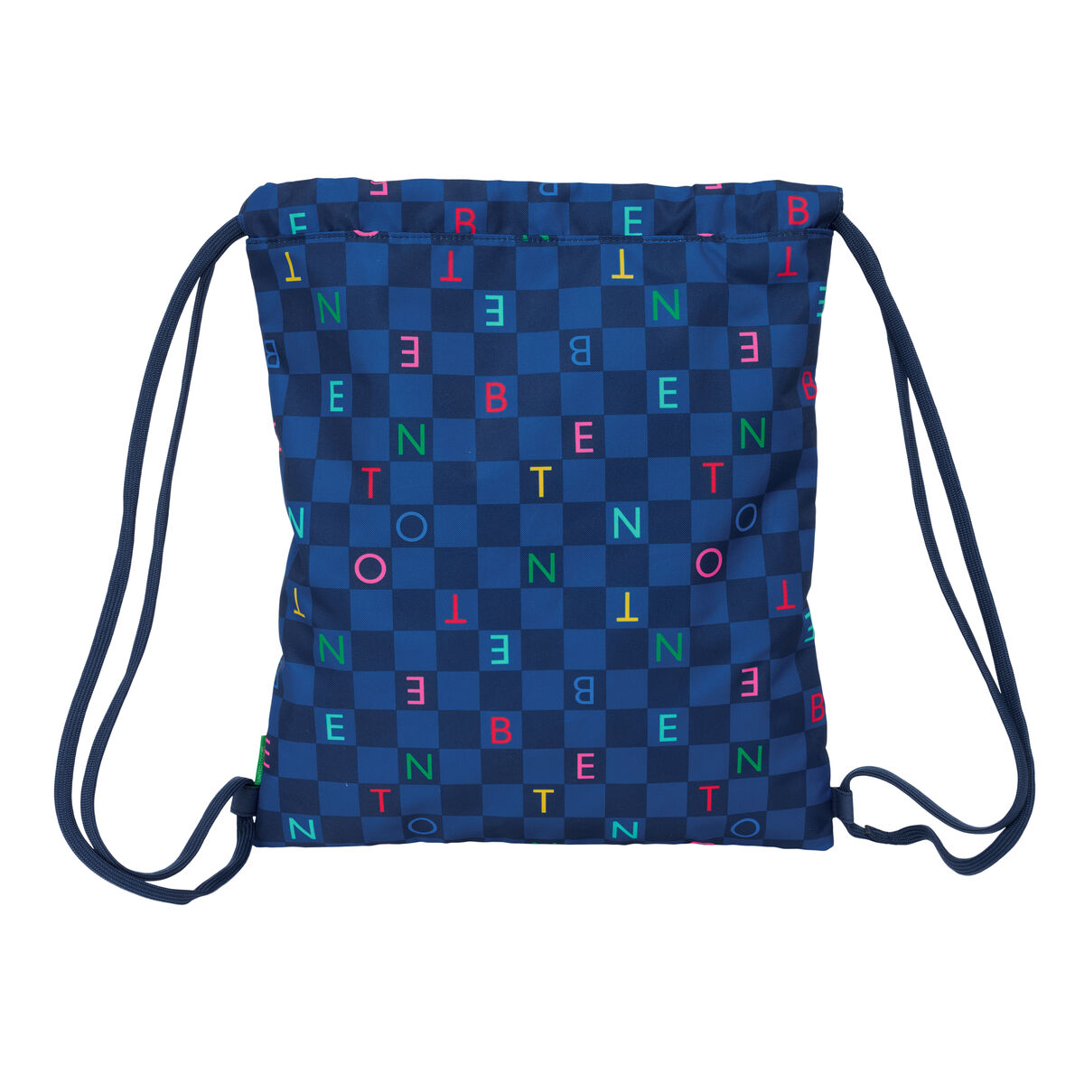 Skopåse med remmar Benetton Damero Marinblå 35 x 40 x 1 cm - 2