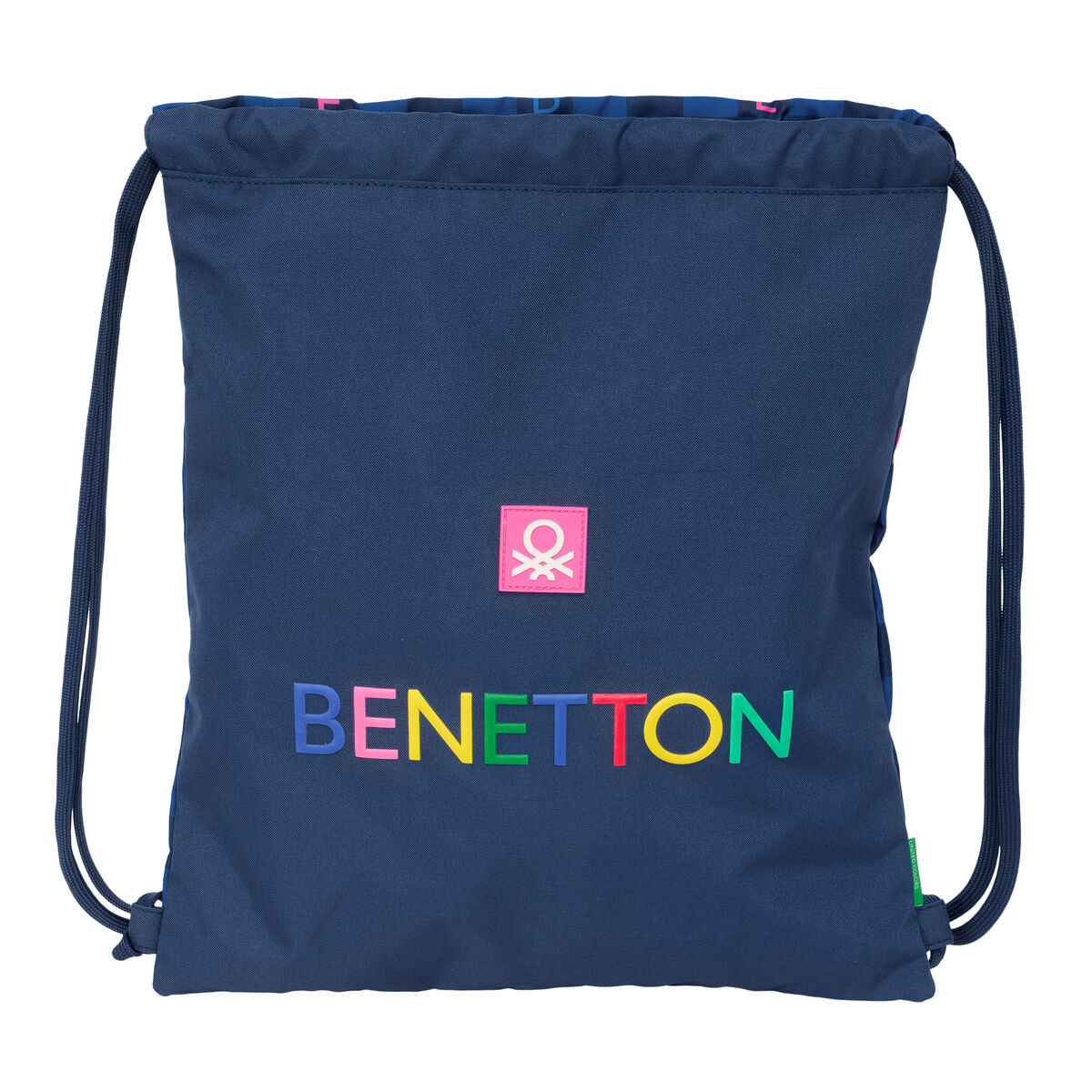 Skopåse med remmar Benetton Damero Marinblå 35 x 40 x 1 cm