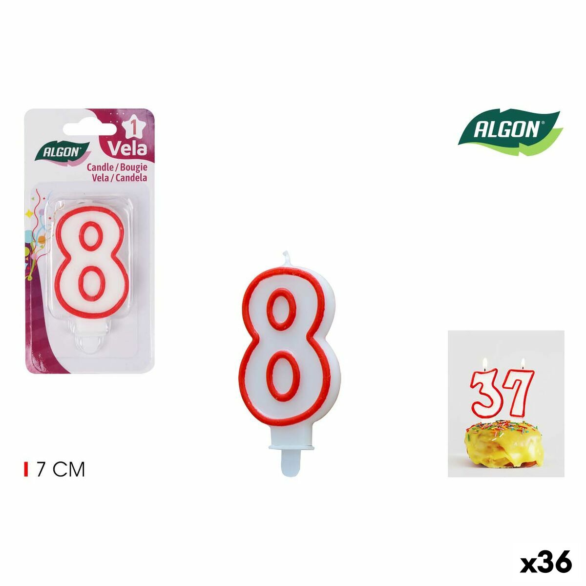 Set med levande ljus Algon Röd (36 antal) - 5