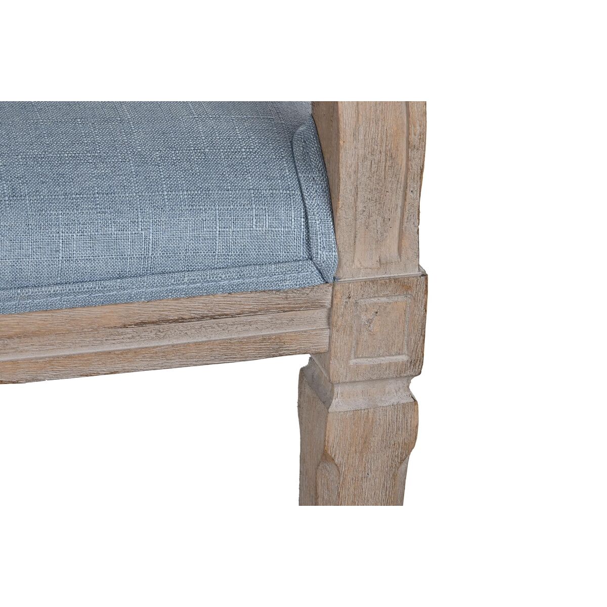 Soffa DKD Home Decor Blå linne Gummiträ (122 x 69 x 72 cm) - 4