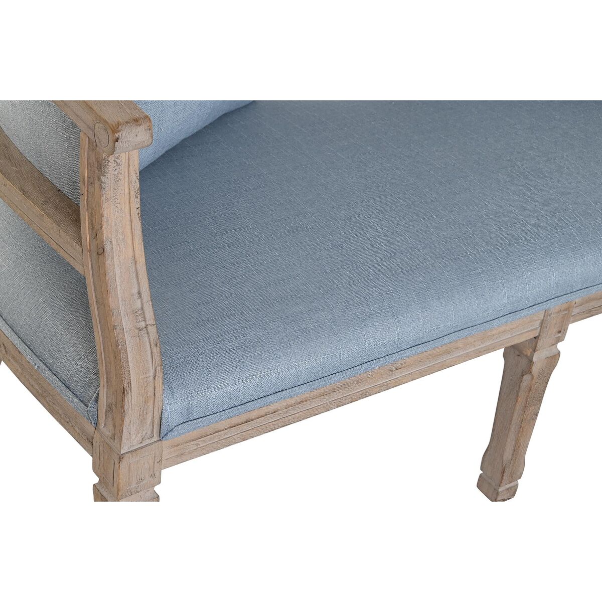 Soffa DKD Home Decor Blå linne Gummiträ (122 x 69 x 72 cm) - 6