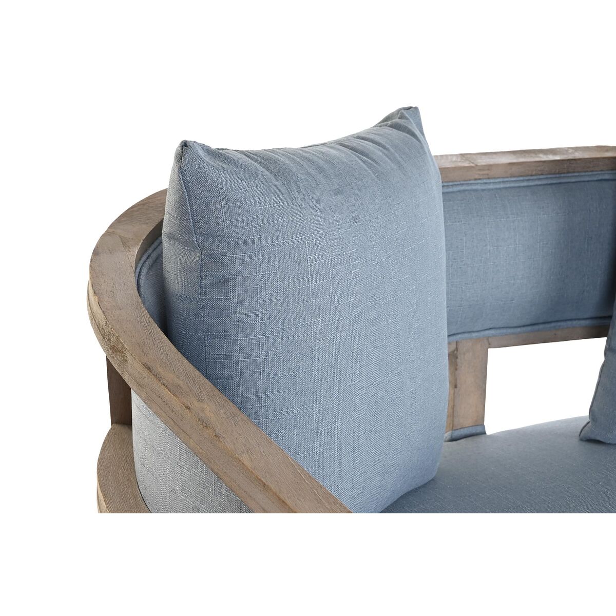 Soffa DKD Home Decor Blå linne Gummiträ (122 x 69 x 72 cm) - 5
