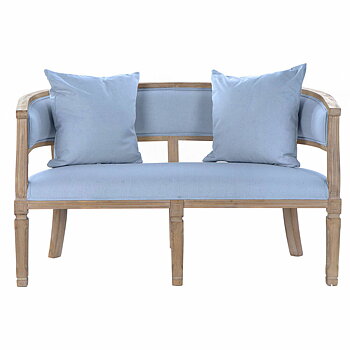 Soffa DKD Home Decor Blå linne Gummiträ (122 x 69 x 72 cm)