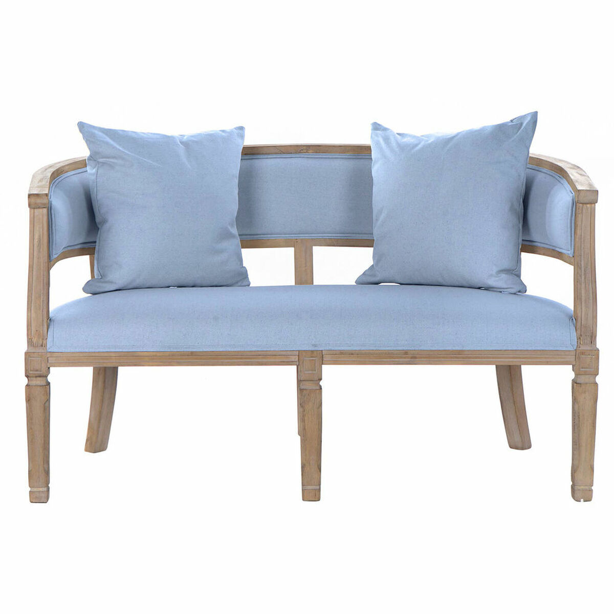 Soffa DKD Home Decor Blå linne Gummiträ (122 x 69 x 72 cm) - 7