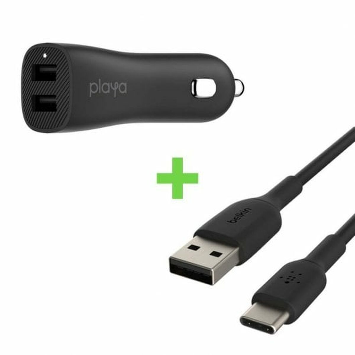 Universal USB-billaddare + USB C kabel Belkin Playa - 9