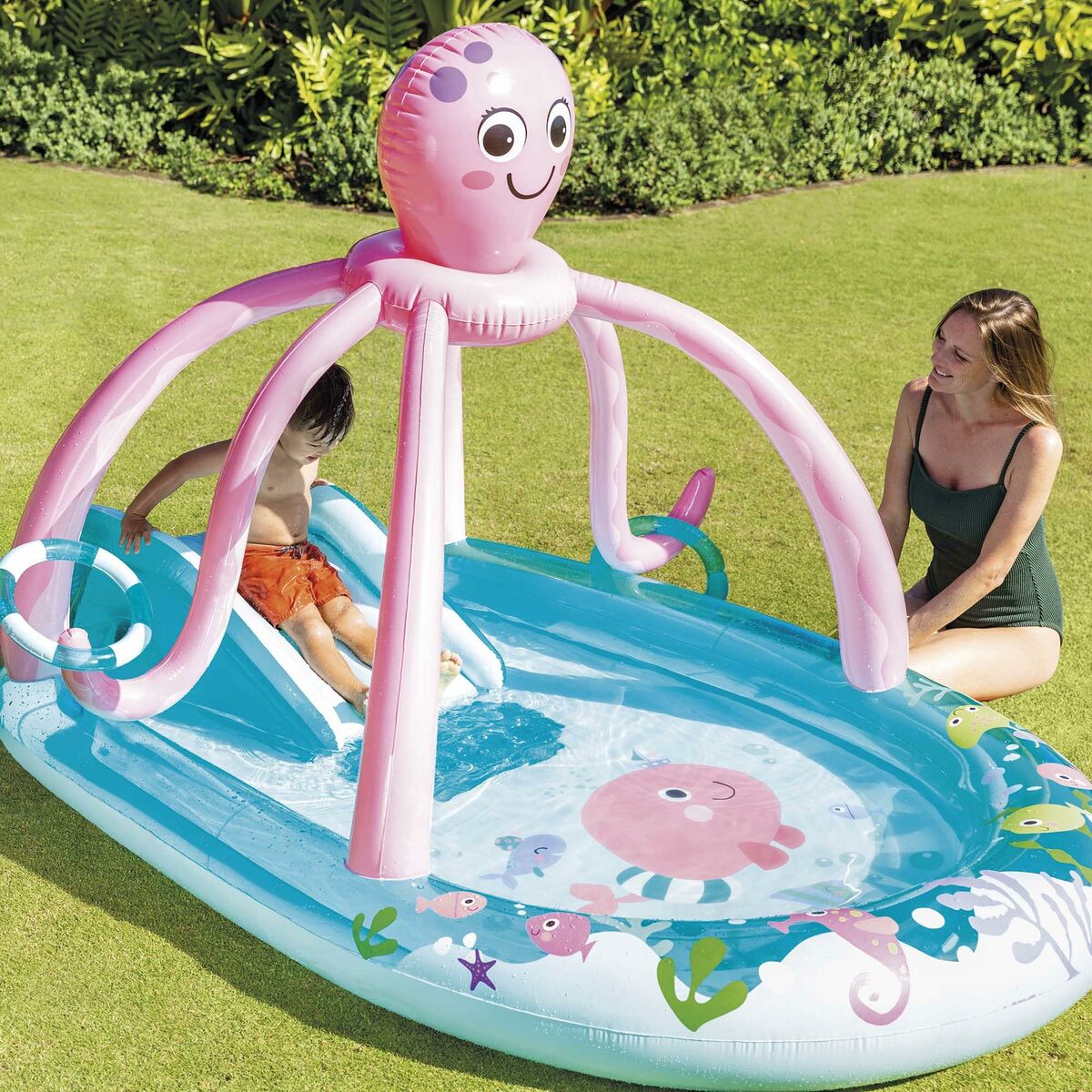 Uppblåsbar plaskpool för barn Intex Octopus 229 L 243 x 183 x 150 cm Bläckfisk - 7