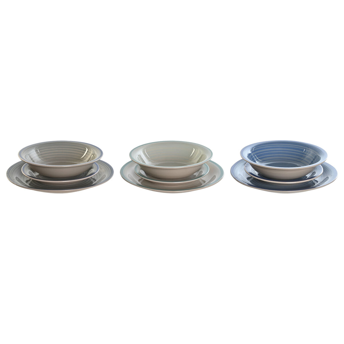 Matservis DKD Home Decor Blå Himmelsblå Stengods 18 Delar 26,5 x 26,5 x 3 cm - 3