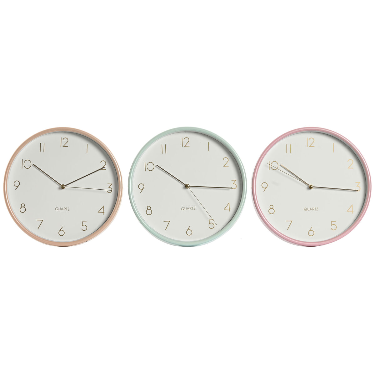 Väggklocka Home ESPRIT Korall Mint Lila PVC 25,5 x 4,3 x 25,5 cm (3 antal)