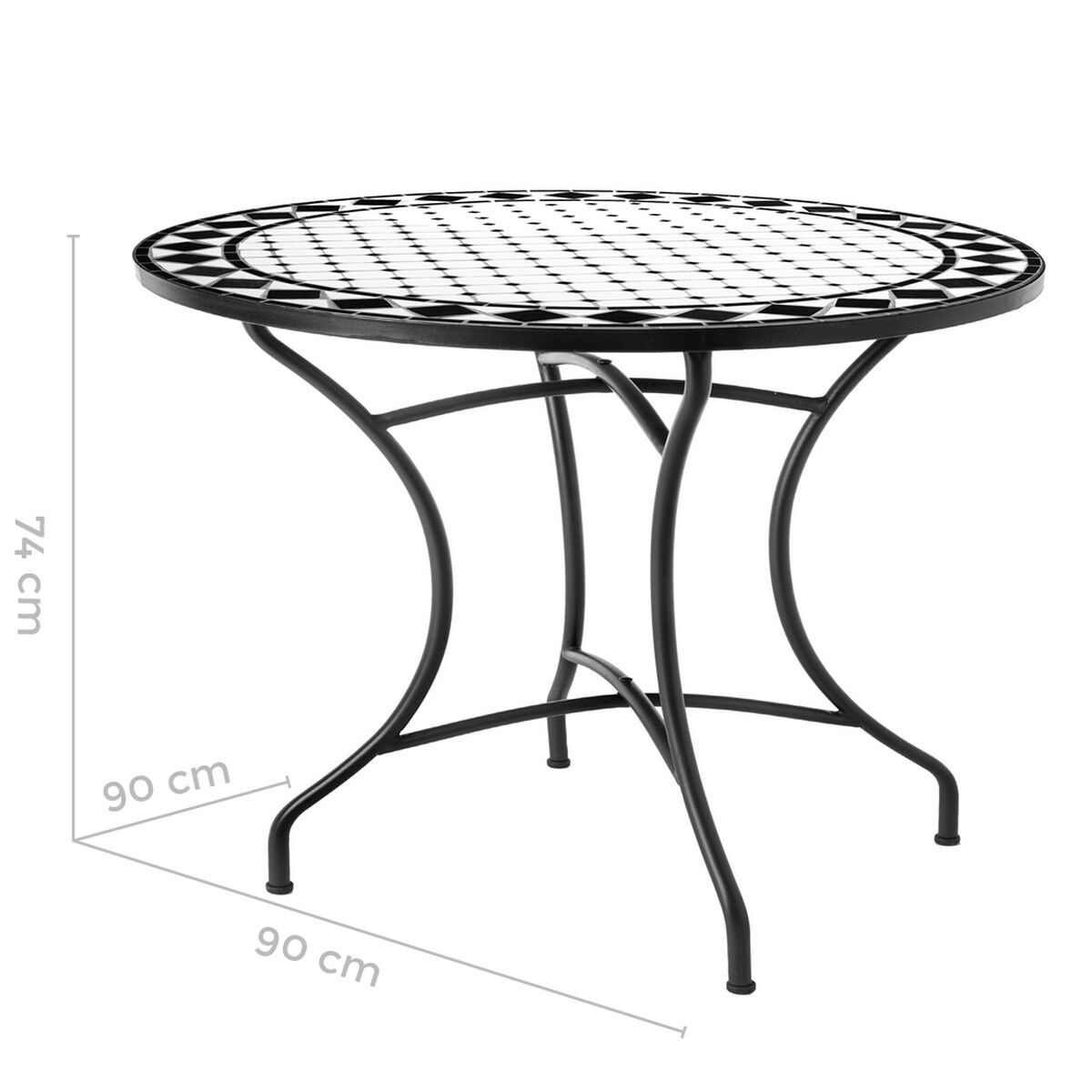 Sidobord Delfos Vit Svart Keramik 90 x 90 x 75 cm - 2