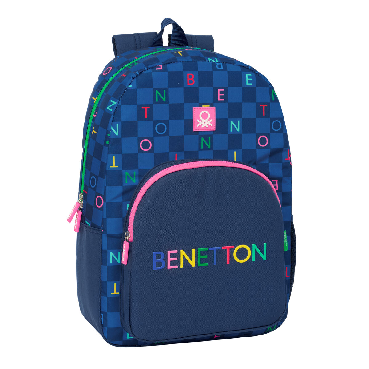 Skolryggsäck Benetton Damero Marinblå 30 x 46 x 14 cm