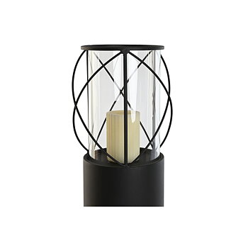 Set med ljusstakar Home ESPRIT Svart Metall Glas 27 x 27 x 125 cm (2 antal)