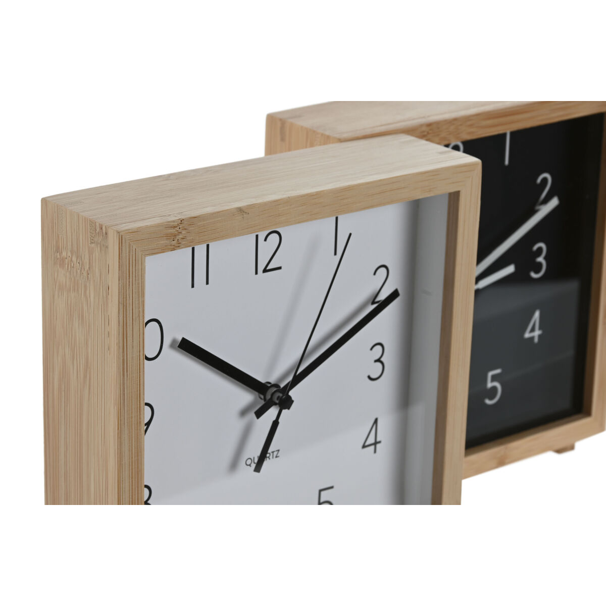 Asztali óra Home ESPRIT Vit Svart Bambu 16 x 4,6 x 16 cm (2 antal) - 2