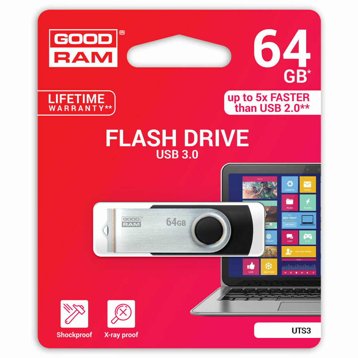 USB-minne GoodRam UTS3-0640K0R11 USB 3.1 Svart 64 GB (1 antal) - 8