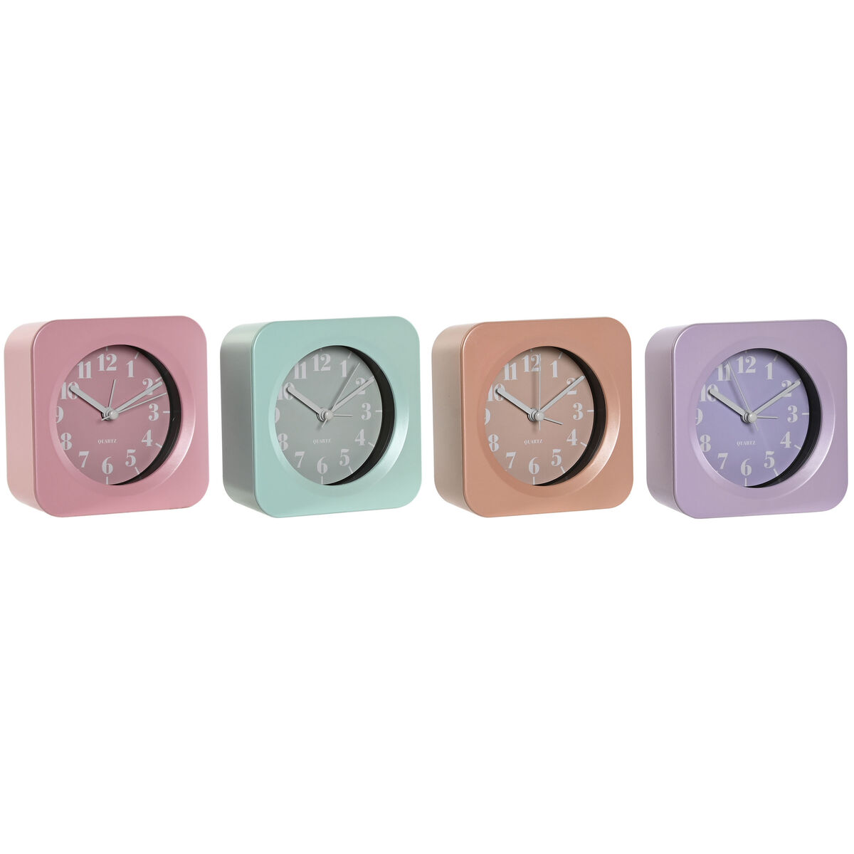 bordsklocka Home ESPRIT Grön Rosa Korall Lila (4 antal)
