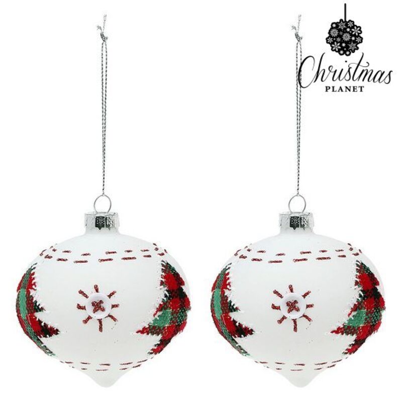 Julgranskulor 8 cm (2 uds) Glas Vit - 3