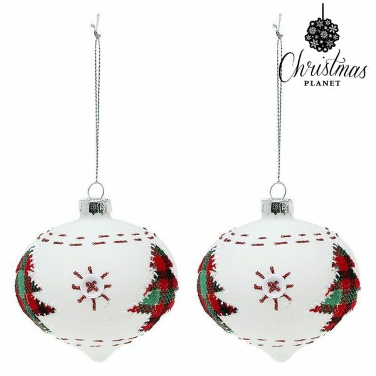 Julgranskulor 8 cm (2 uds) Glas Vit - 5