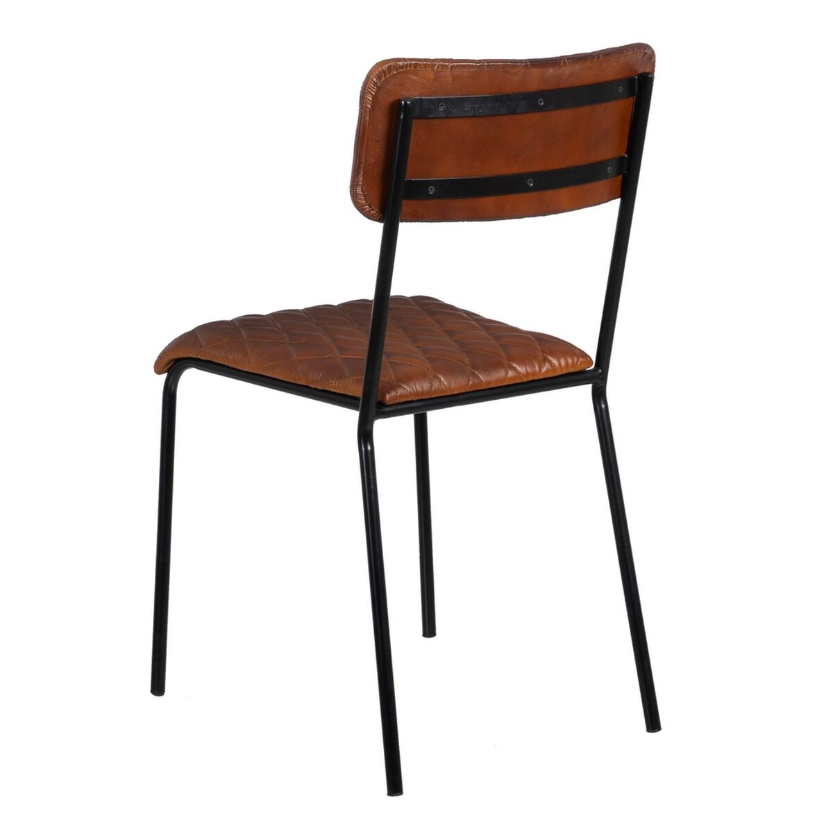 Matsalsstol Brun Svart Läder Järn 45 x 53 x 86 cm - 4