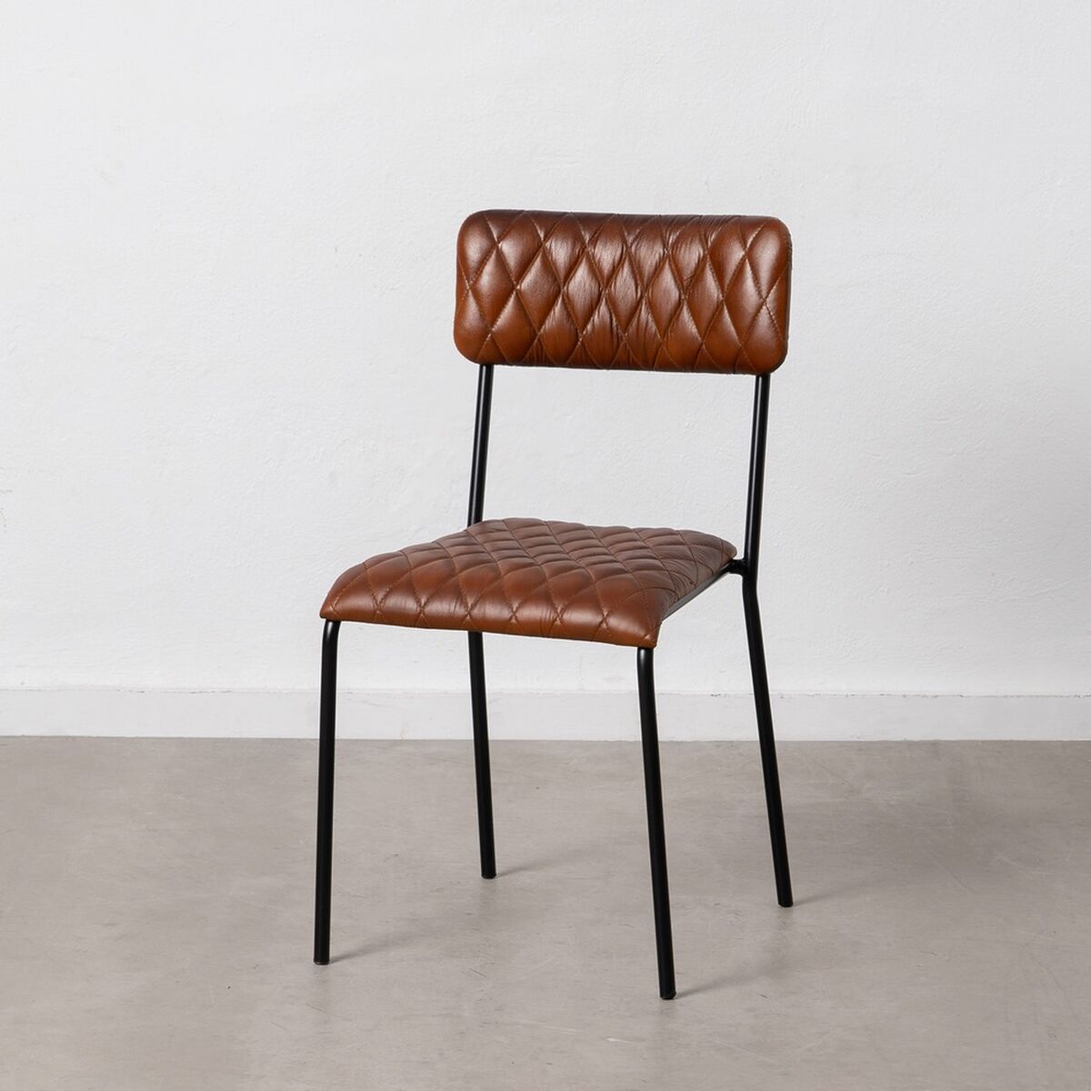 Matsalsstol Brun Svart Läder Järn 45 x 53 x 86 cm - 2