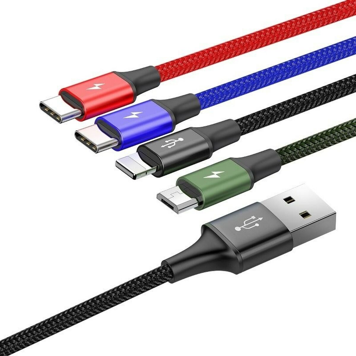 USB-kabel till mikro-USB, USB-C och Lightning Baseus CA1T4-B01 Svart 1,2 m - 3