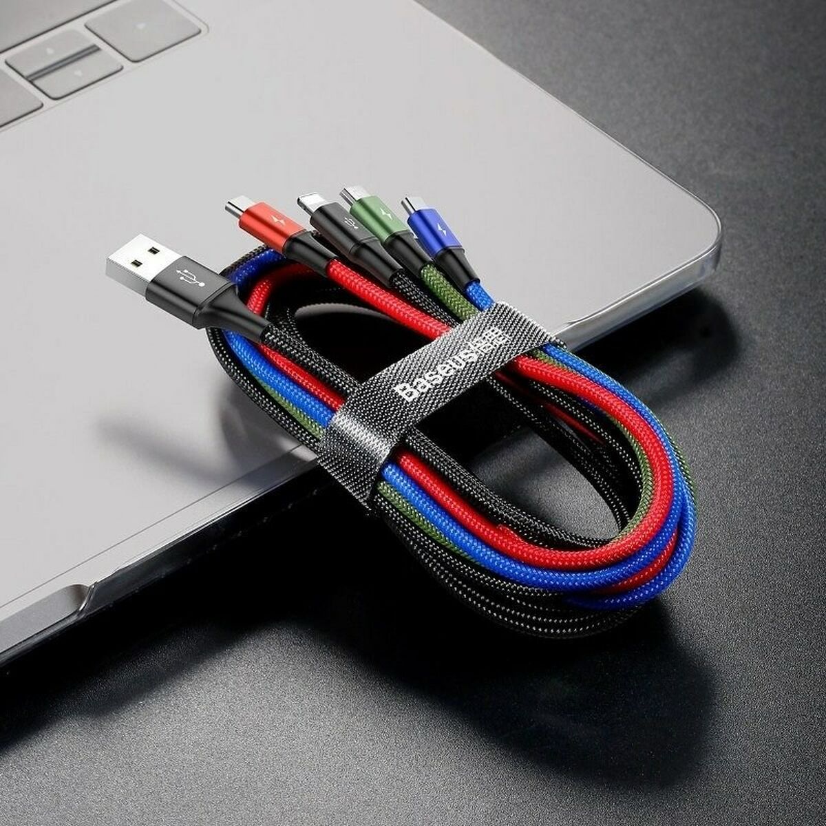 USB-kabel till mikro-USB, USB-C och Lightning Baseus CA1T4-B01 Svart 1,2 m - 2