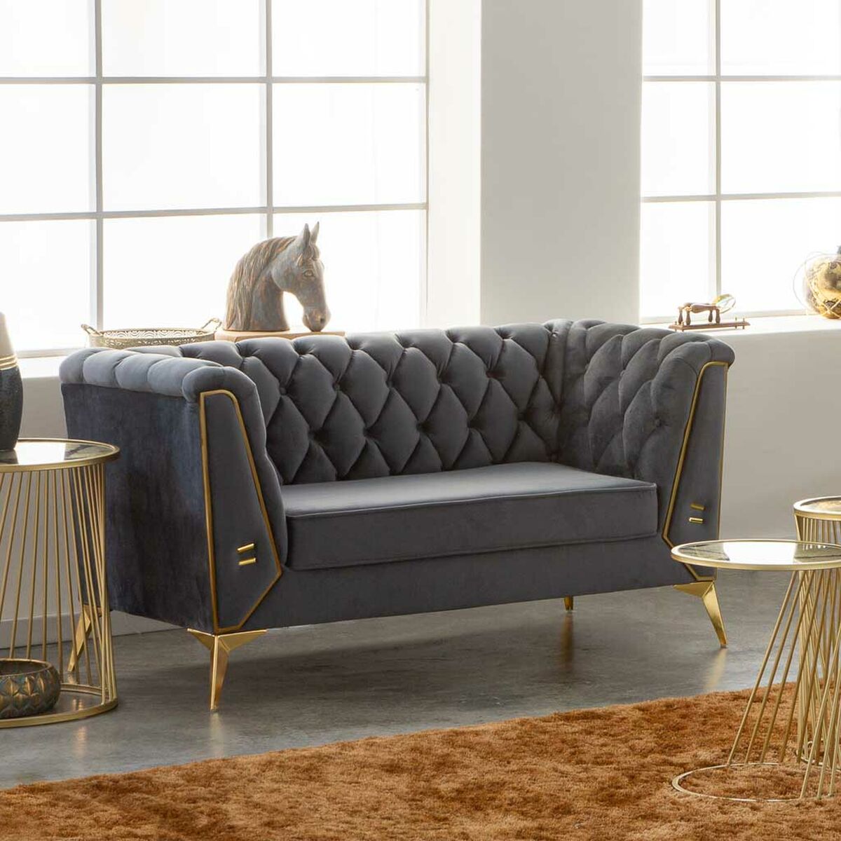 Soffa Alexandra House Living Grå 72 x 75 x 153 cm - 3