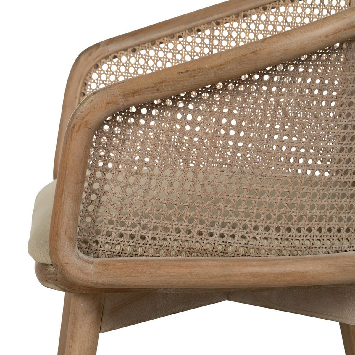 Matsalsstol Beige Naturell Gummiträ Bomull Polyester 59 x 47 x 81 cm - 7