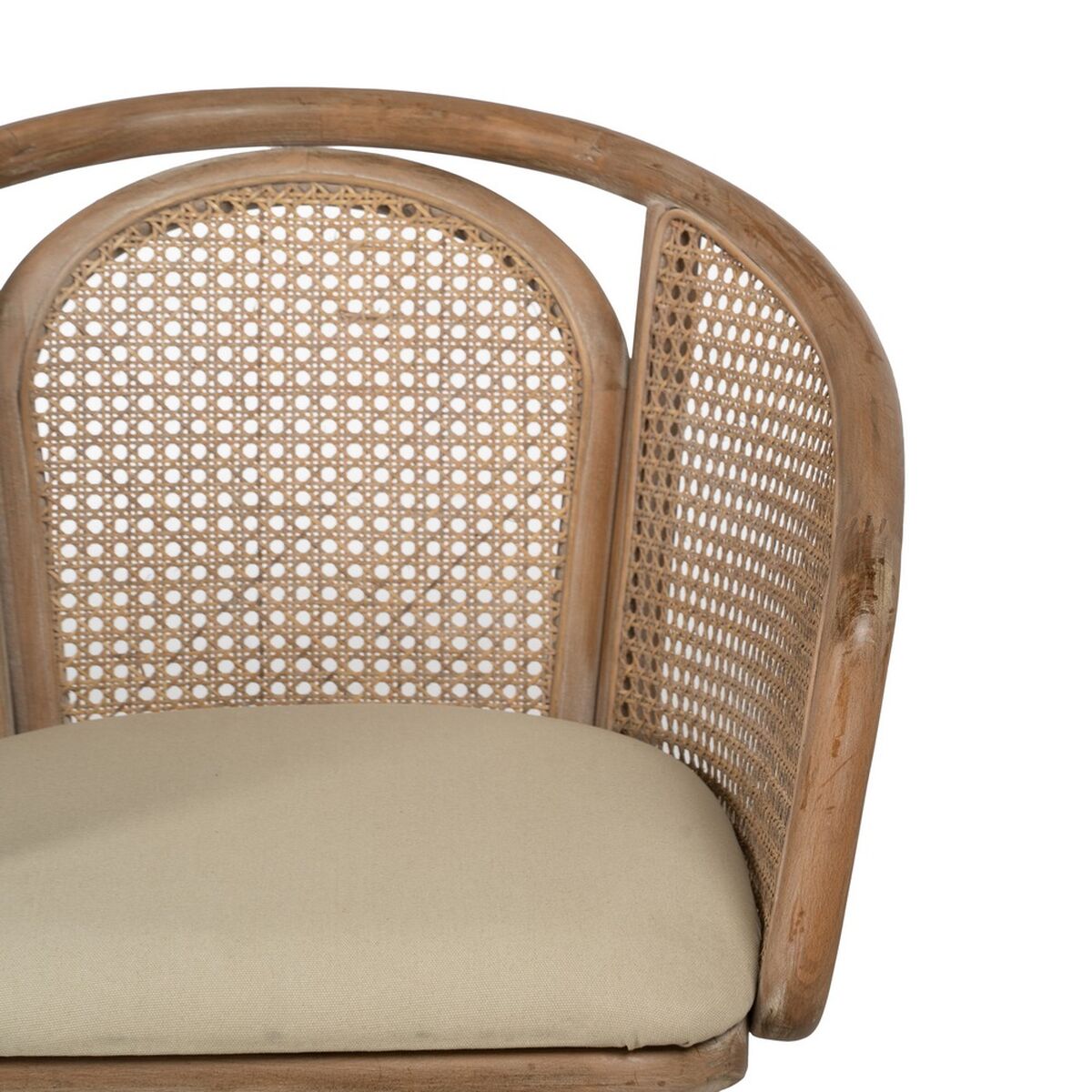 Matsalsstol Beige Naturell Gummiträ Bomull Polyester 59 x 47 x 81 cm - 5