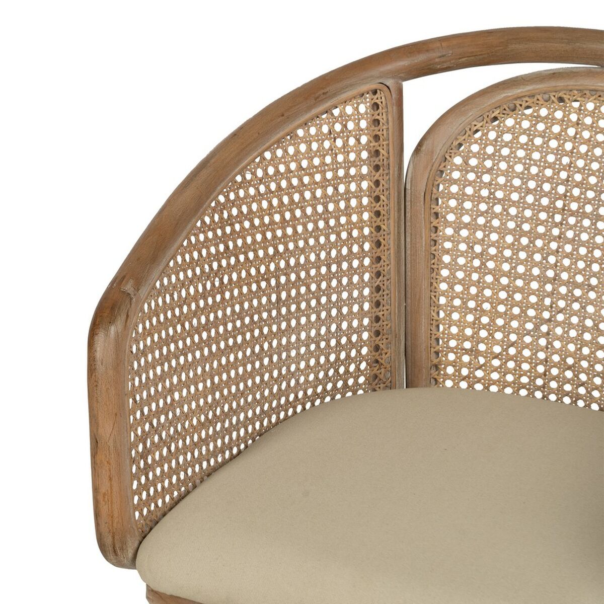 Matsalsstol Beige Naturell Gummiträ Bomull Polyester 59 x 47 x 81 cm - 6