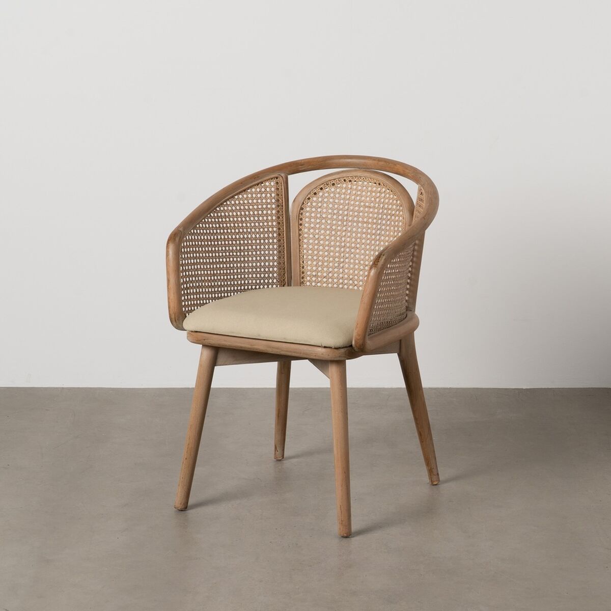 Matsalsstol Beige Naturell Gummiträ Bomull Polyester 59 x 47 x 81 cm - 2