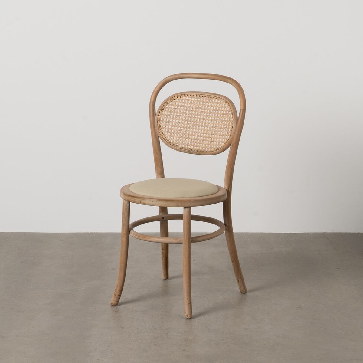 Matsalsstol Beige Naturell Gummiträ Bomull Polyester 41 x 41 x 89 cm - 2