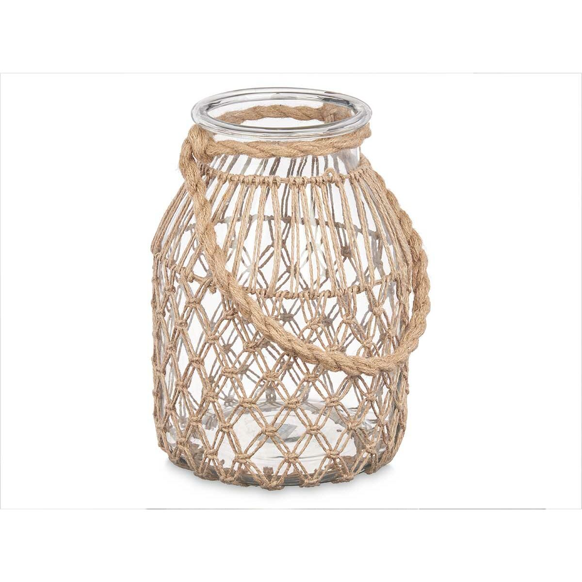 Ljusstakar Gift Decor Transparent Naturell Glas Snöre 20 x 30 cm 20 x 30 x 20 cm Burk (4 antal) - 3