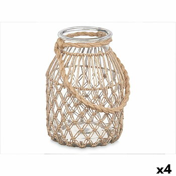 Ljusstakar Gift Decor Transparent Naturell Glas Snöre 20 x 30 cm 20 x 30 x 20 cm Burk (4 antal)