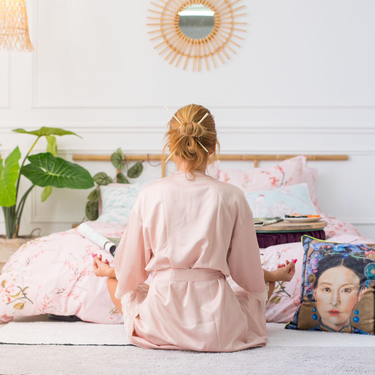 Påslakan HappyFriday Chinoiserie rose Multicolour 140 x 200 cm - 11