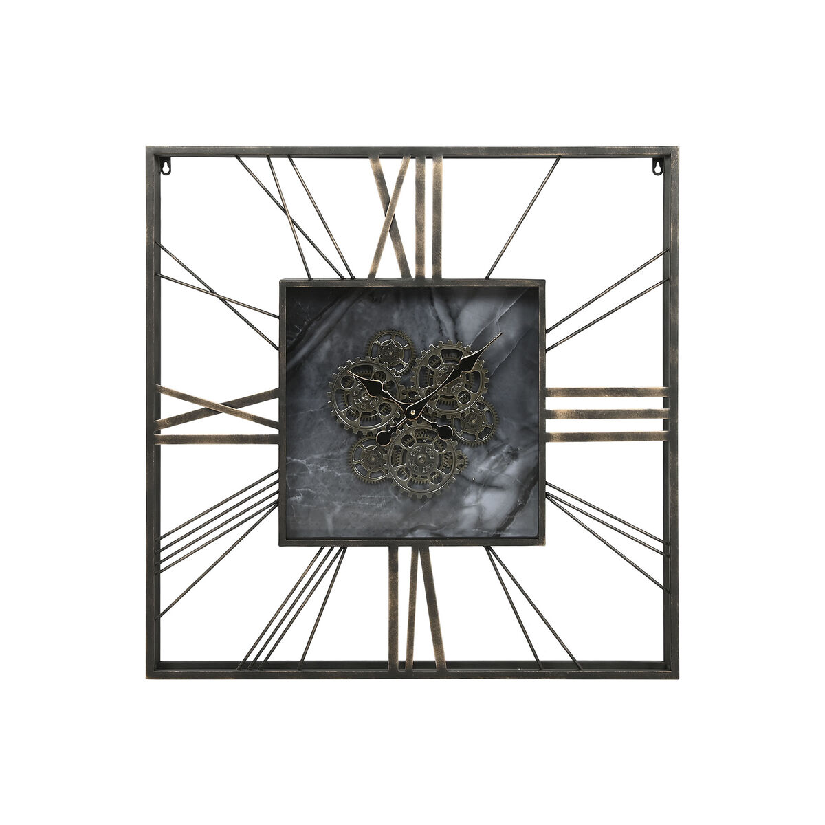 Väggklocka Home ESPRIT Svart Gyllene Metall Glas 80 x 8 x 80 cm