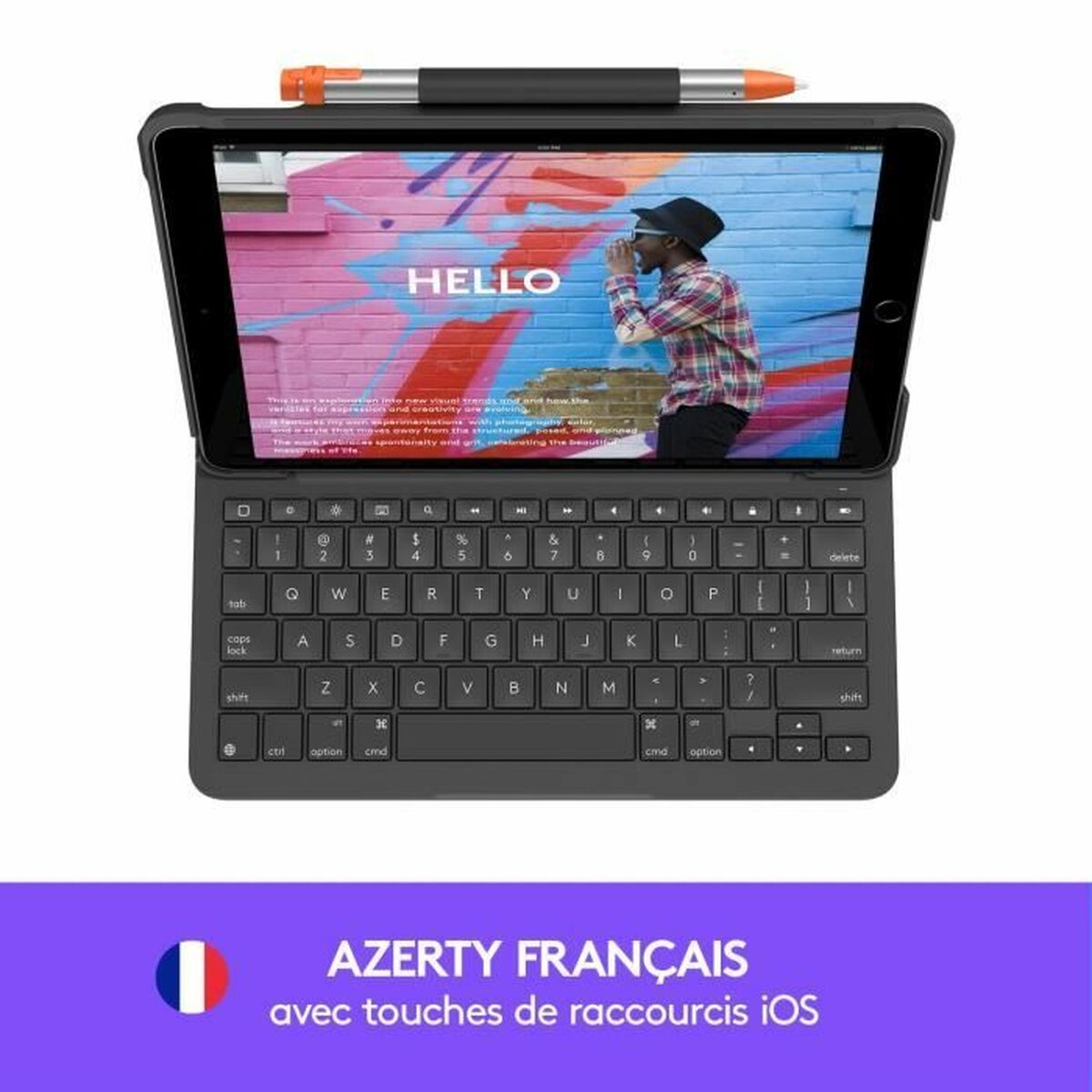 Fodral till Läsplatta Logitech Slim Folio Grafit AZERTY - 2