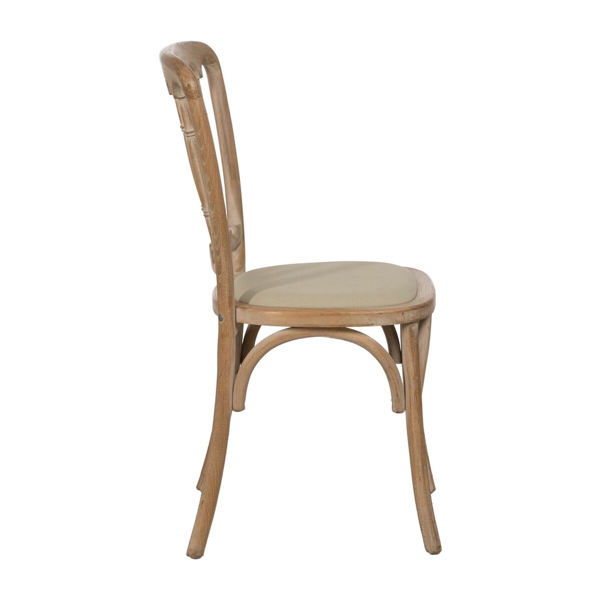 Matsalsstol Beige Naturell Gummiträ Bomull Polyester 45 x 46 x 92 cm - 3