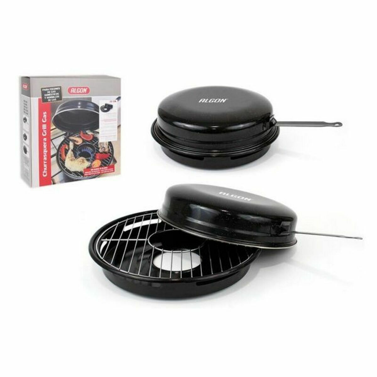 Bärbar Grill Algon Svart 47 x 33 x 12 cm (4 antal) (Ø 30 cm) - 2
