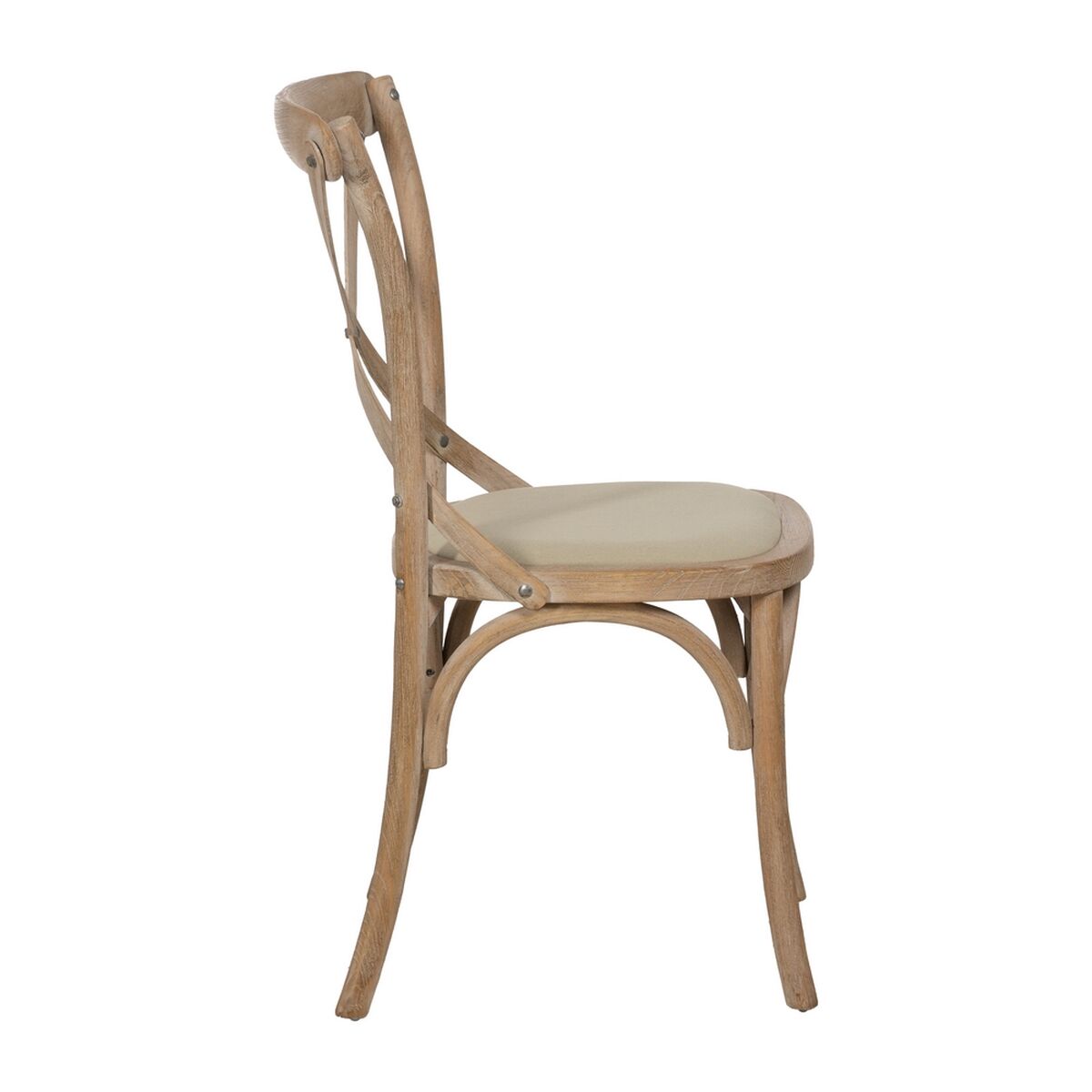 Matsalsstol Beige Naturell Gummiträ Bomull Polyester 44 x 42 x 88 cm - 3