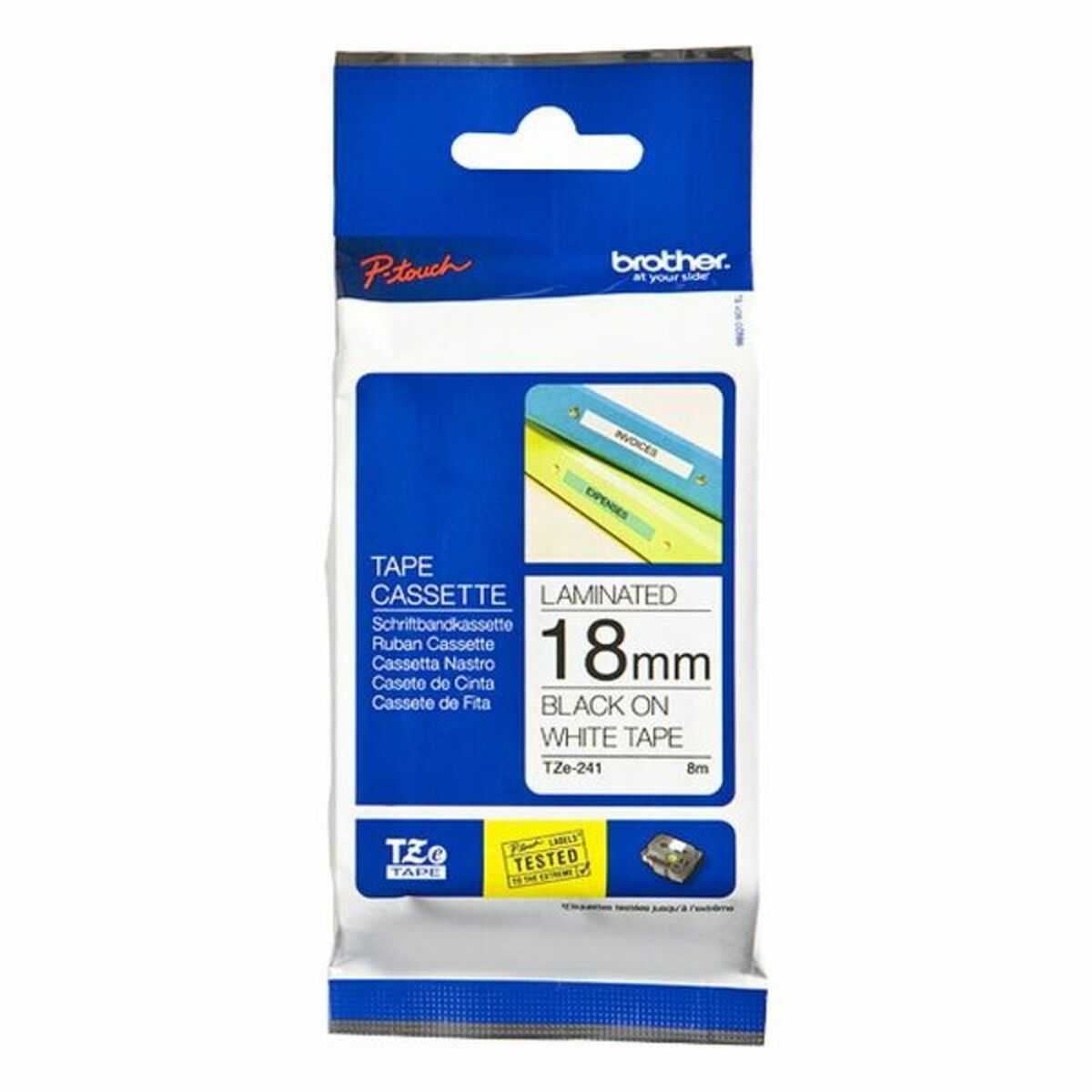 Laminerat Band till Etikettskrivare Brother TZe241 Svart/Vit 18mm - 2