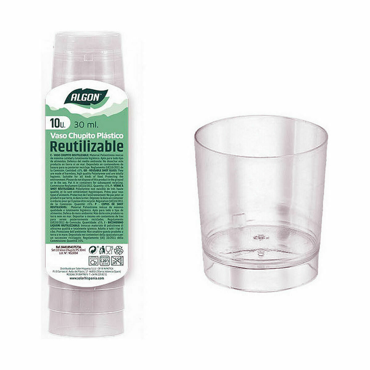 Set med snapsglas Algon Återanvändningsbar polystyren 10 Delar 30 ml (100 antal) - 2