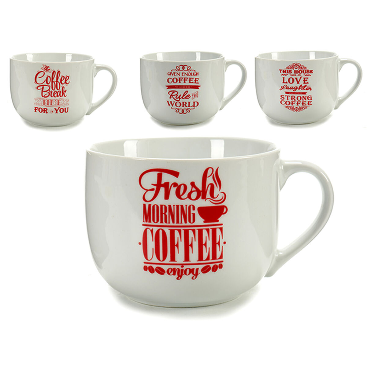 Koppar Coffee Porslin Röd Vit 500 ml 24 antal - 2