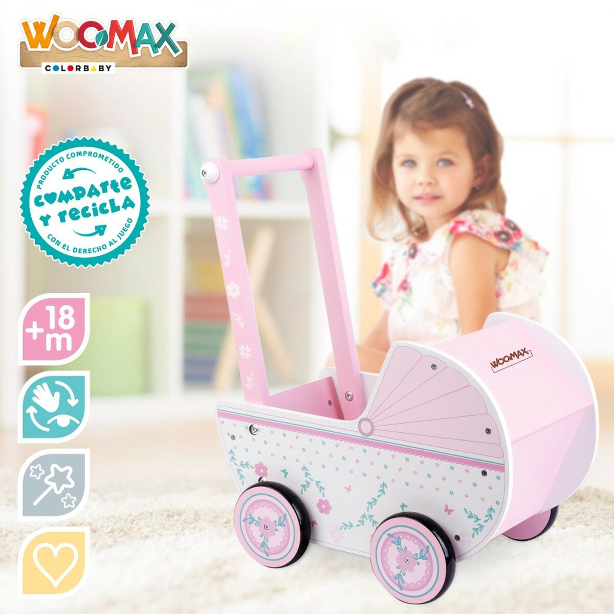 Dockvagn Woomax Rosa 39 x 46 x 26,5 cm - 5