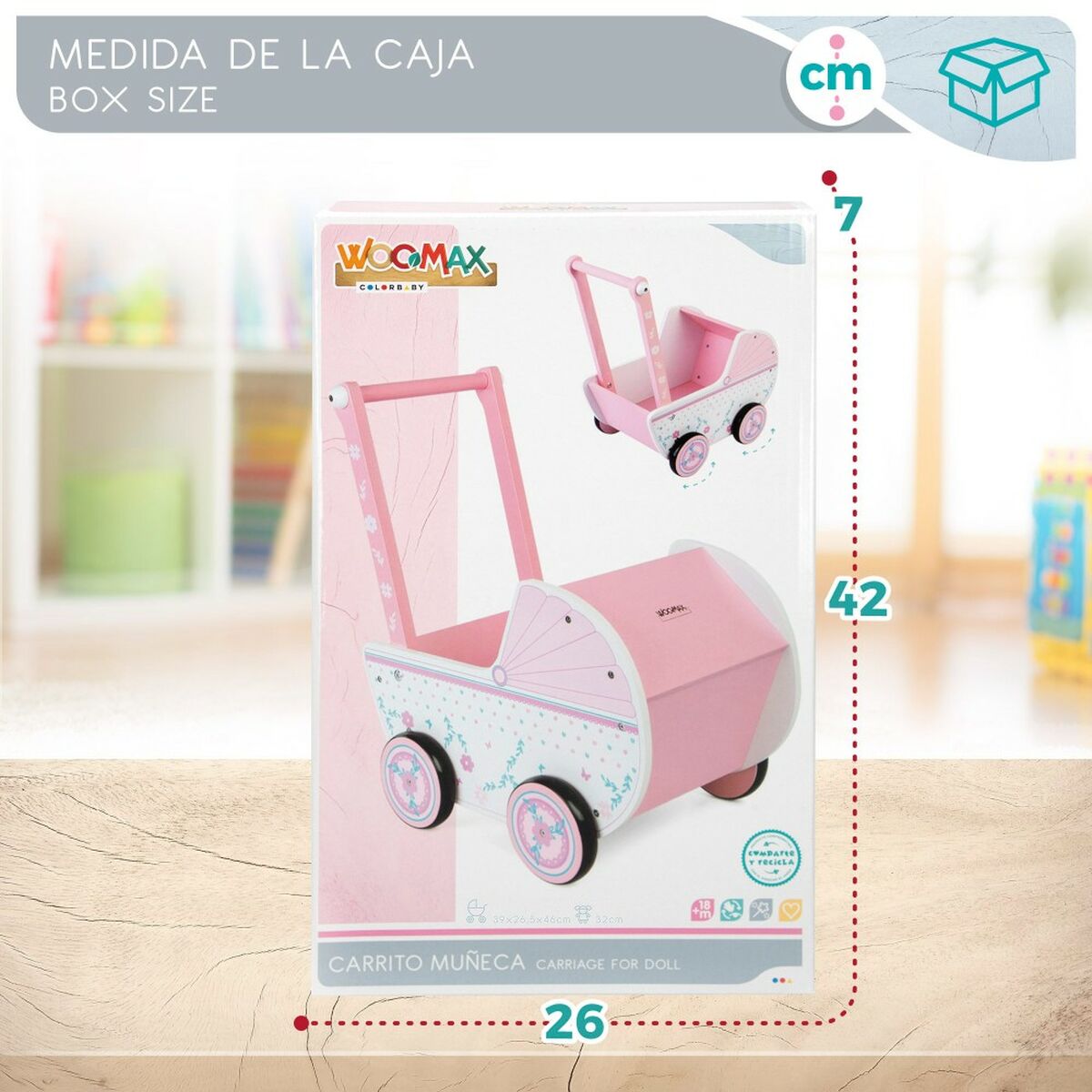 Dockvagn Woomax Rosa 39 x 46 x 26,5 cm - 2