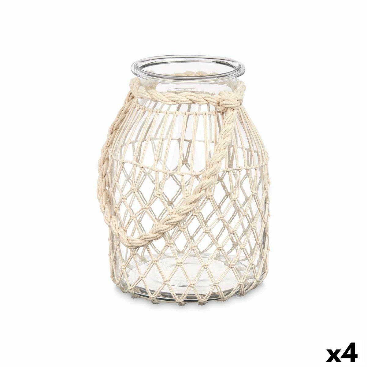 Ljusstakar Gift Decor Vit Transparent Glas Snöre 20 x 30 cm 22 x 30 x 20 cm Burk (4 antal) - 4
