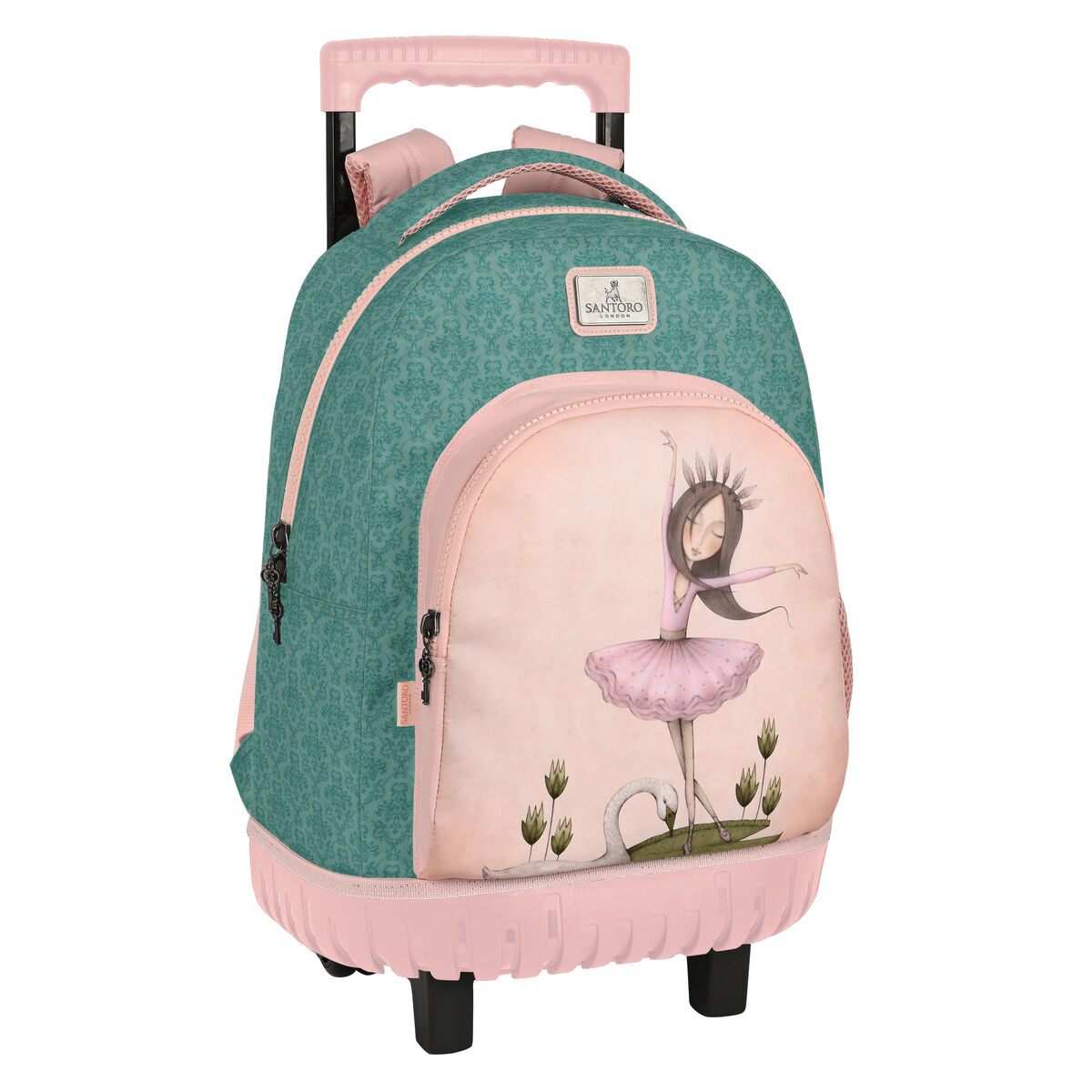 Skolväska med hjul Santoro Swan lake Grå Rosa 32 x 45 x 21 cm