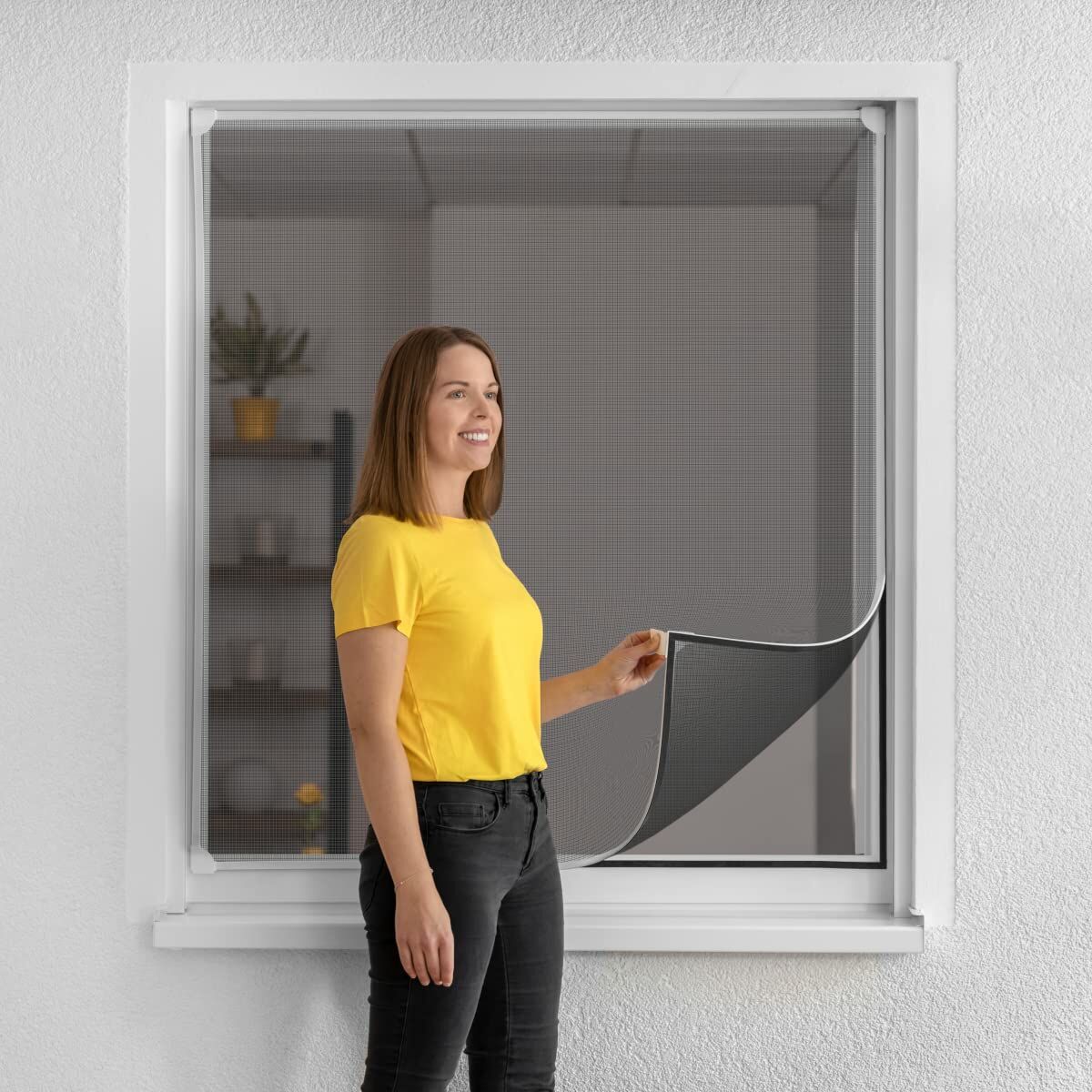 Myggnät Schellenberg Magnetic Med ram Glasfiber Vit (100 x 120 cm) - 3