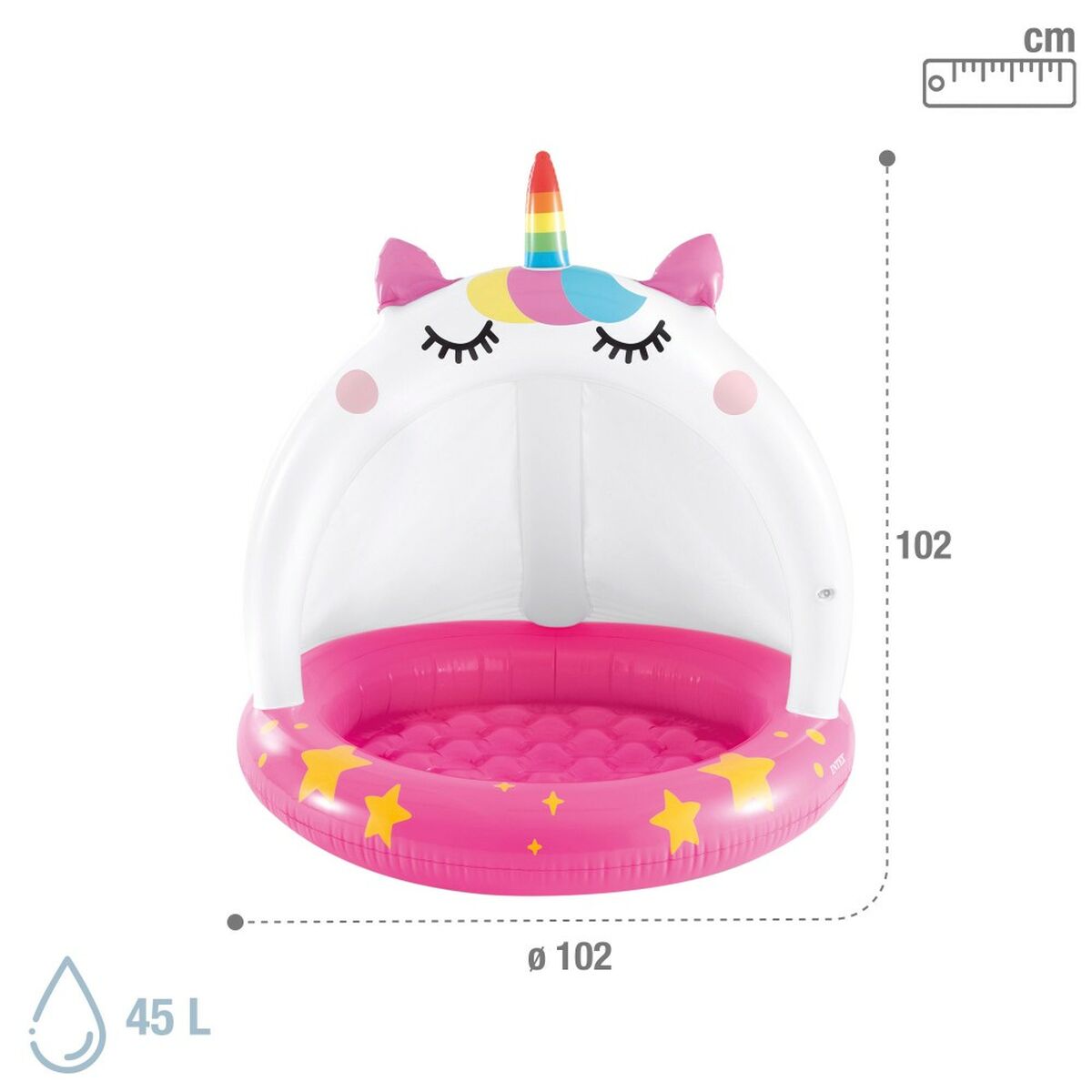 Uppblåsbar plaskpool för barn Intex Katt Enhörning 45 L 101 x 102 x 102 cm (6 antal) - 12