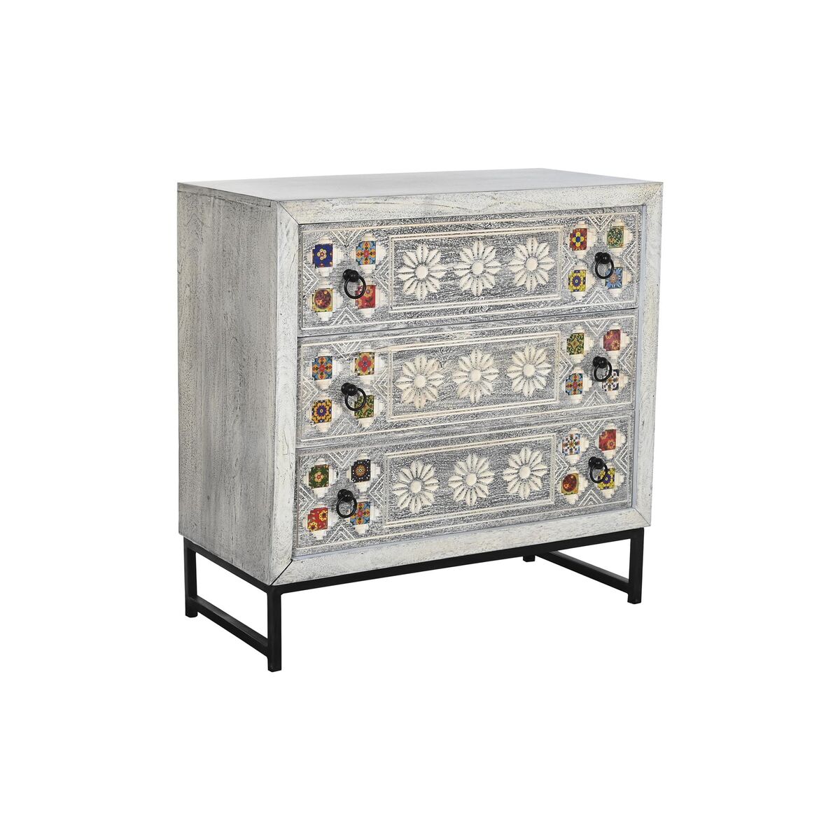 Kommod DKD Home Decor Keramik Grå Vit Mangoträ (80 x 38 x 80 cm) - 6