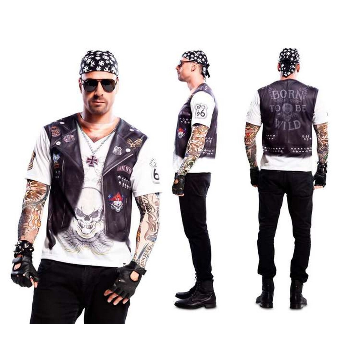 Maskeraddräkt vuxna My Other Me Hell Boy Motorcykelknutte - 7