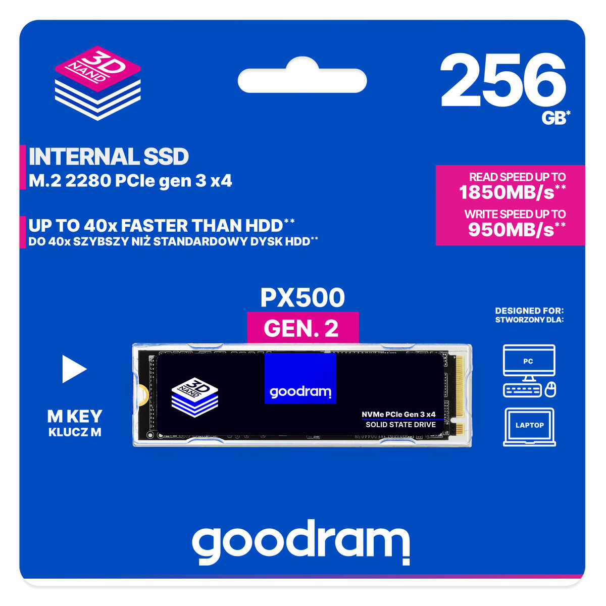 Hårddisk GoodRam PX500 Gen.2 SSD M.2 256 GB SSD - 2